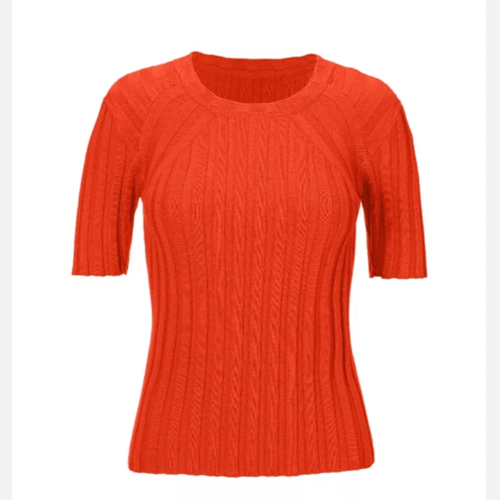 cabi Perky Pullover, Vibrant Orange Knit Sweater